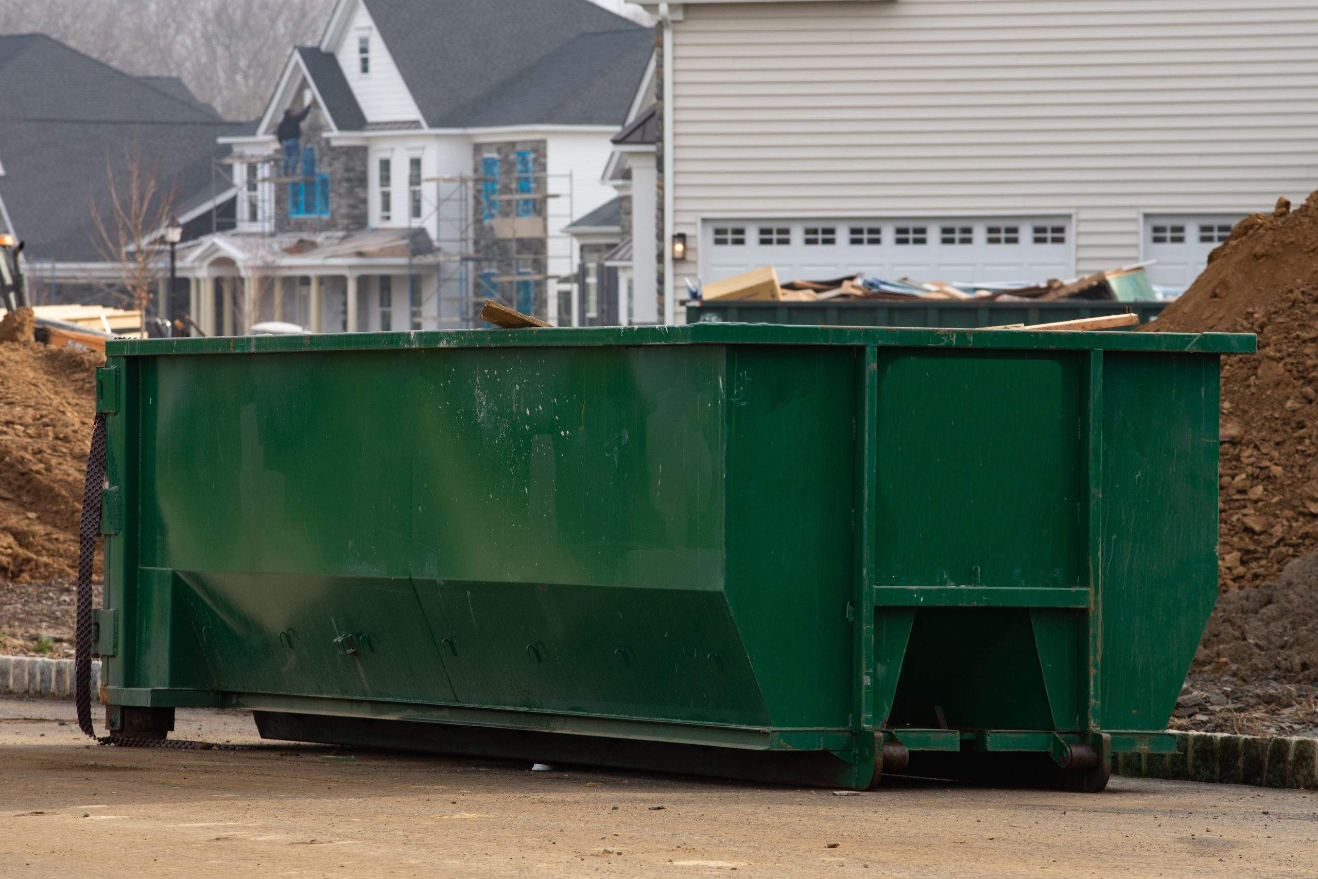 construction waste in a large green roro